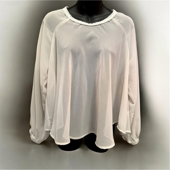 FREE PEOPLE White Sky High Sheer Open Back Top Blouse M - Picture 1 of 15